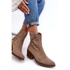 S.Barski Bottes de cowboy ajourées en daim D&amp;A SN622-20 Beige foncé 2