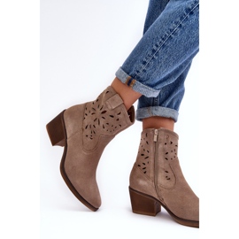 S.Barski Bottes de cowboy ajourées en daim D&amp;A SN622-20 Beige foncé 4