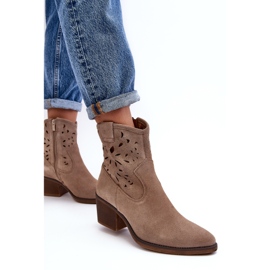 S.Barski Bottes de cowboy ajourées en daim D&amp;A SN622-20 Beige foncé 5