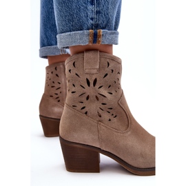 S.Barski Bottes de cowboy ajourées en daim D&amp;A SN622-20 Beige foncé 8