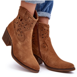 S.Barski Santiags Ajourées En Daim D&amp;A SN622-20 Camel brun 8