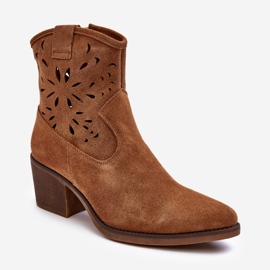 S.Barski Santiags Ajourées En Daim D&amp;A SN622-20 Camel brun 1