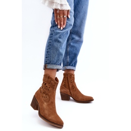 S.Barski Santiags Ajourées En Daim D&amp;A SN622-20 Camel brun 3