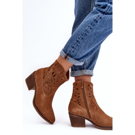S.Barski Santiags Ajourées En Daim D&amp;A SN622-20 Camel brun 2