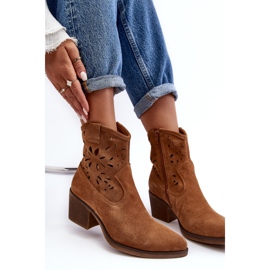 S.Barski Santiags Ajourées En Daim D&amp;A SN622-20 Camel brun 7