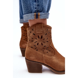 S.Barski Santiags Ajourées En Daim D&amp;A SN622-20 Camel brun 5