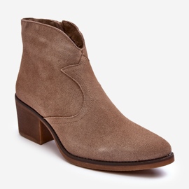 S.Barski Bottes de cowboy en daim avec fermeture éclair D&amp;A SN622-29 Beige foncé 1