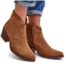 S.Barski Bottes cowboy en daim avec fermeture éclair D&amp;A SN622-29 Camel brun 9