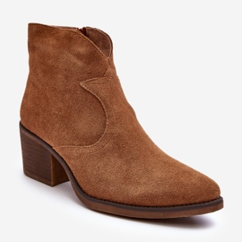S.Barski Bottes cowboy en daim avec fermeture éclair D&amp;A SN622-29 Camel brun 1