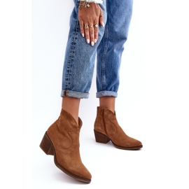 S.Barski Bottes cowboy en daim avec fermeture éclair D&amp;A SN622-29 Camel brun 2