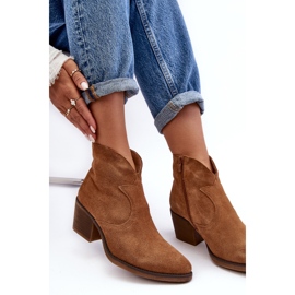 S.Barski Bottes cowboy en daim avec fermeture éclair D&amp;A SN622-29 Camel brun 8