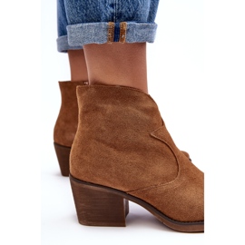 S.Barski Bottes cowboy en daim avec fermeture éclair D&amp;A SN622-29 Camel brun 5