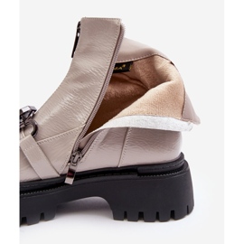 S.Barski Bottes zippées vernies pour femmes D&amp;A MR870-94 Gris clair beige 1