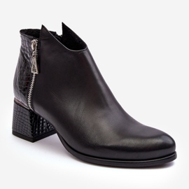 PA2 Bottines en cuir à talon bas pour femme Zazoo 4111 Noir 1