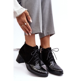 PA2 Bottines Femme Talon Bas, Motif Serpent, Noir Ebba 2