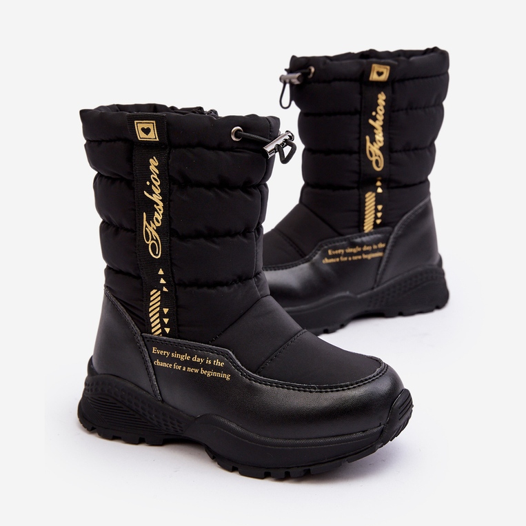 Bottes De Neige Pour Enfants Isolées En Laine Avec Fermeture Éclair Noir Delhi 1