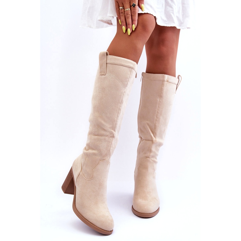 Day-Vine Bottes à talons hauts en daim pour femmes Beige clair Khabira 1 Day-Vine Bottes à talons hauts en daim pour femmes Beige clair Khabira 1