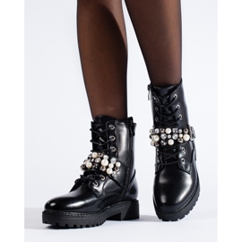 Baggies femme noires avec perles Shelovet le noir 2