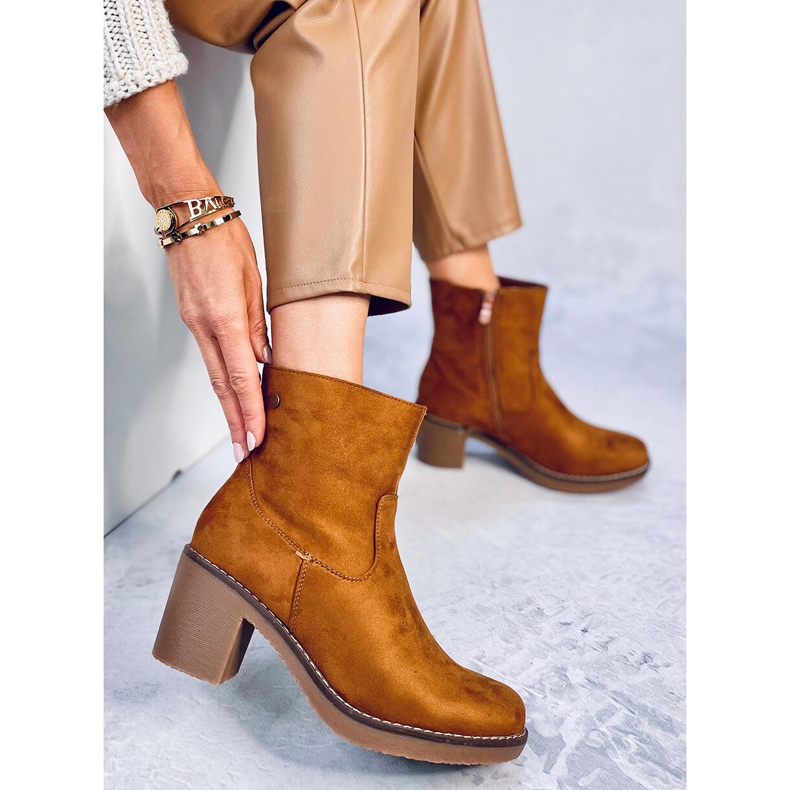 Bottines à talon en caoutchouc Linzi Camel brun 2