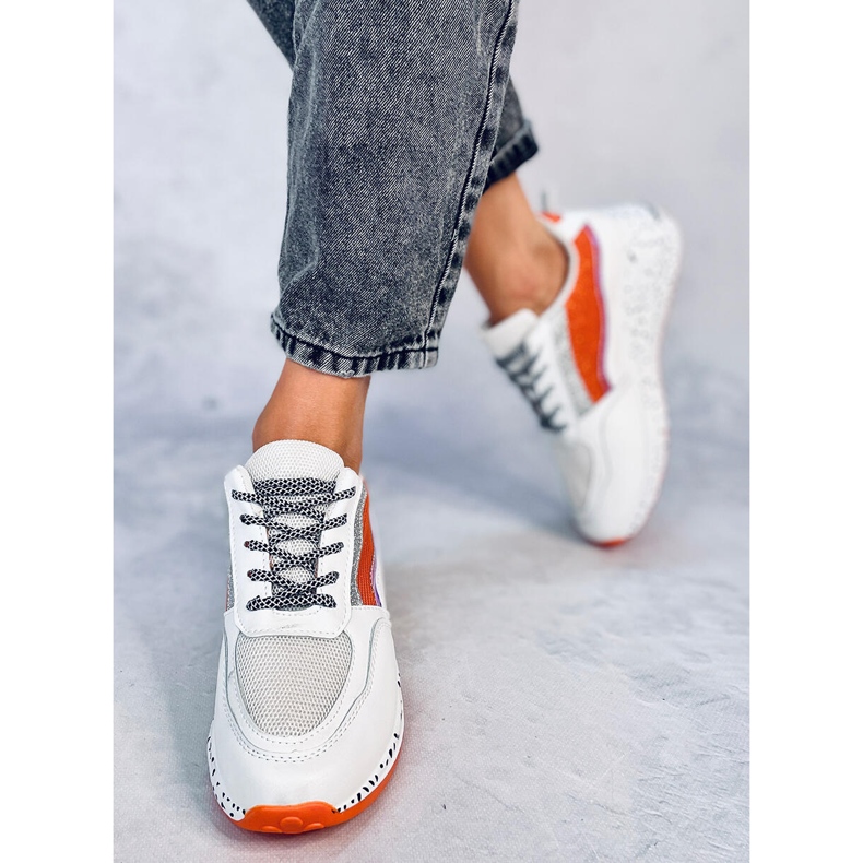 Chaussures de sport femme Milano Orange blanche 1