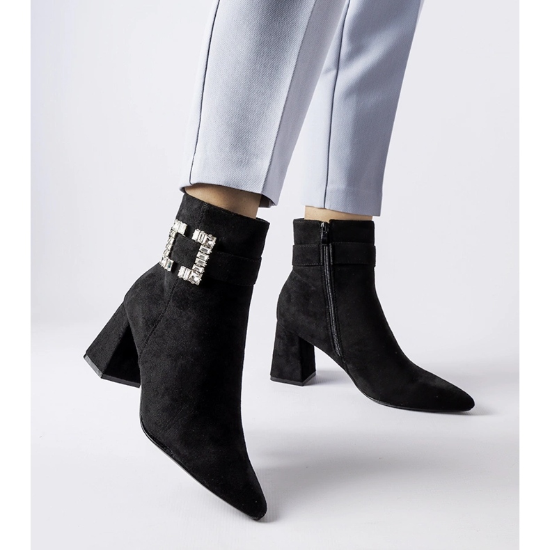 Bottines noires avec strass Alfero 1