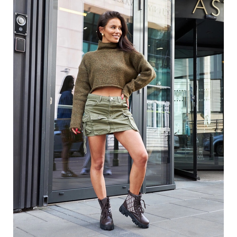 Bottines marron avec inscriptions décoratives Madelene brun 1