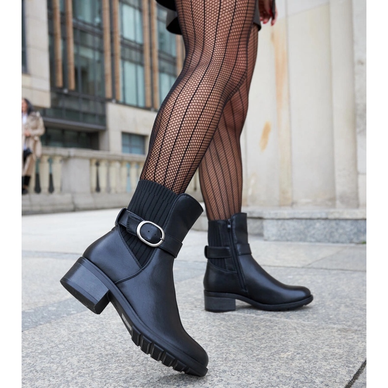 Bottines noires avec boucle Archuleta décorative 2