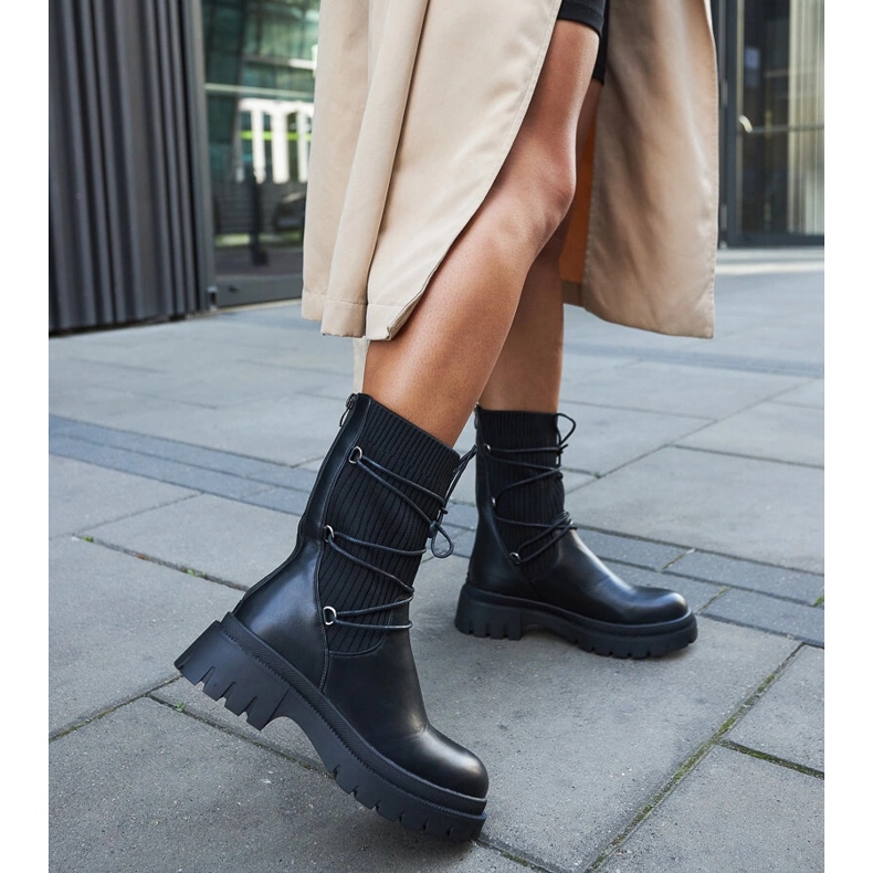 Inna Bottines chaussettes noires Eliot avec liens le noir 2