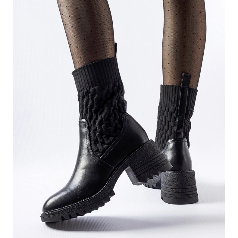 Bottines chaussettes noires avec embossage Buckley le noir 1