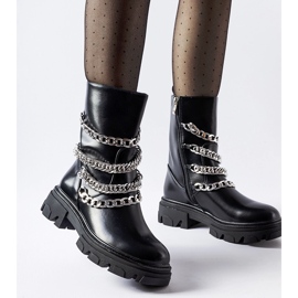 Bottines noires avec chaînes Bacco décoratives 1