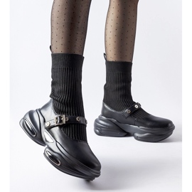 Bottines noires avec tige en chaussette par Ivana le noir 1