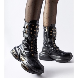 Bottines noires ornées de matelassage Véronèse le noir 1
