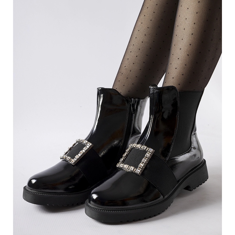 Bottines vernies noires avec strass Lisandro le noir 1