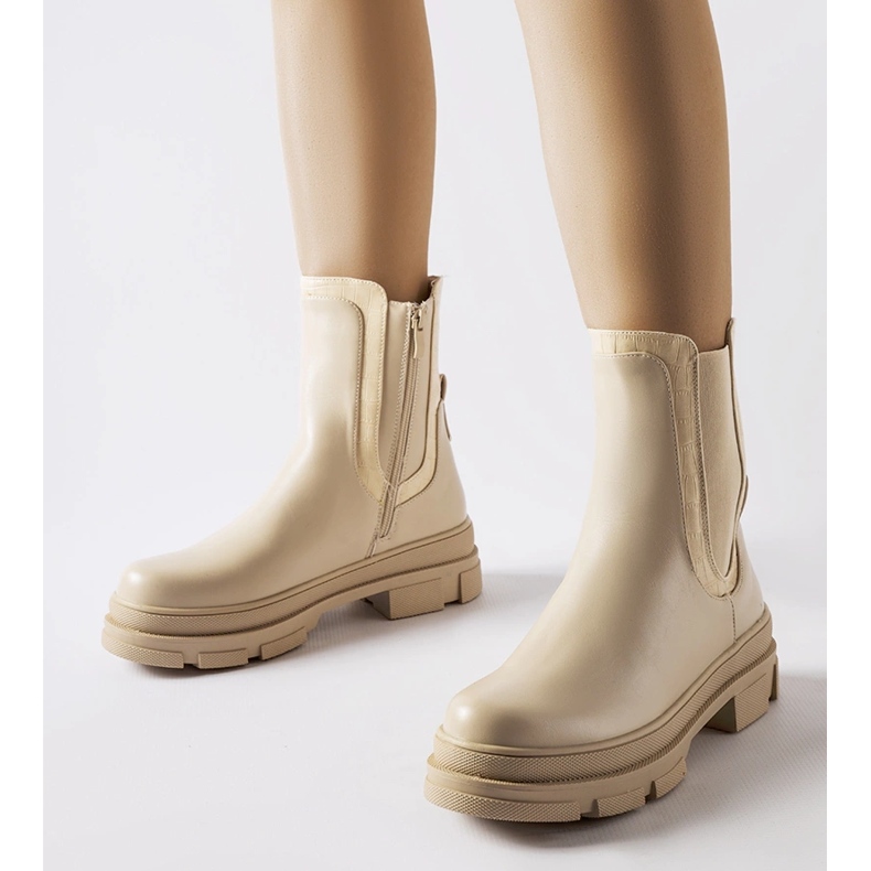 Baskets beiges à semelle massive Torin vert 1