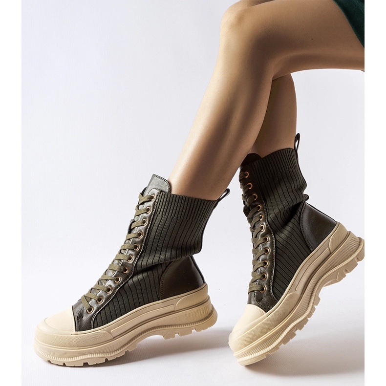 Bottines vert foncé à semelle légèrement épaisse Vitto 1