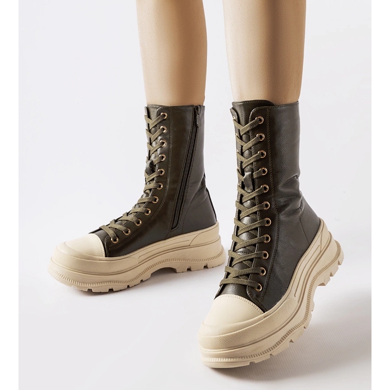 Chaussures Giselda vert foncé à semelle épaisse 1