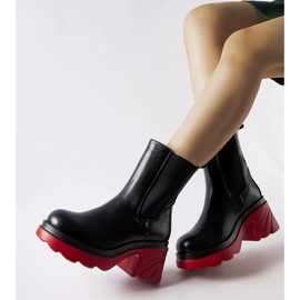 Bottines isolées noires à talon Tirano rouge le noir 1
