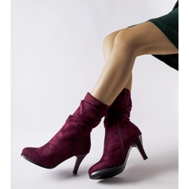 Bottines isolées bordeaux en éco-suède à talon haut Sant rouge 1