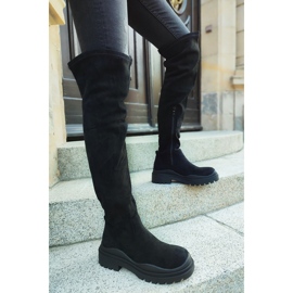 Cuissardes femme en daim noir le noir 5