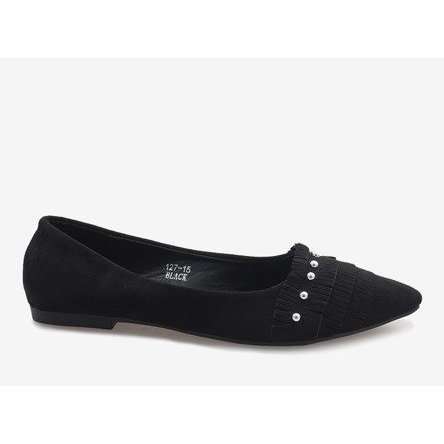 Ballerines en daim noir avec 127-15 clous le noir 1