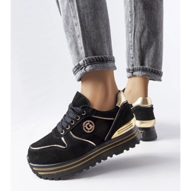 Baskets à plateforme noires et dorées Therrien le noir 1 Baskets à plateforme noires et dorées Therrien le noir 1