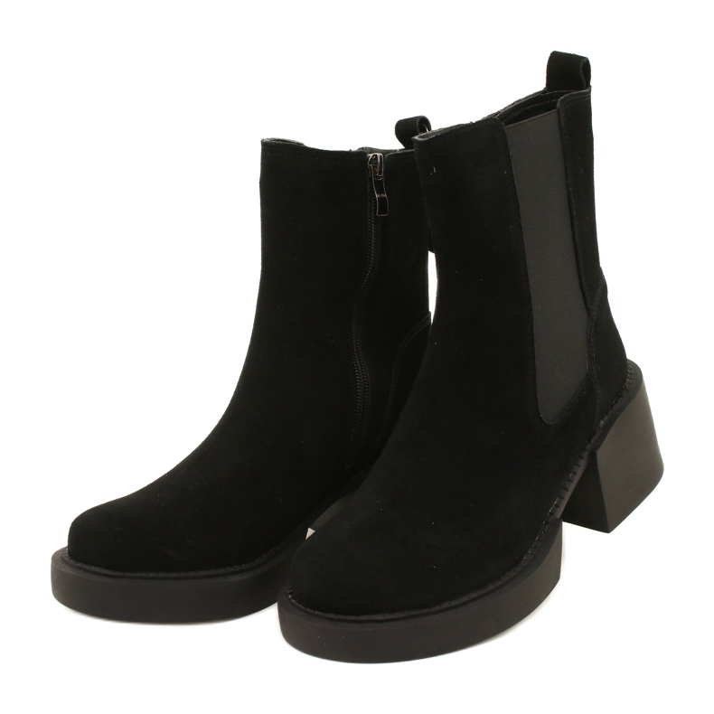 Filippo Bottines à talons en cuir suédé, noir 2