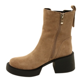 Filippo Bottines à talons hauts en cuir et daim beiges 1