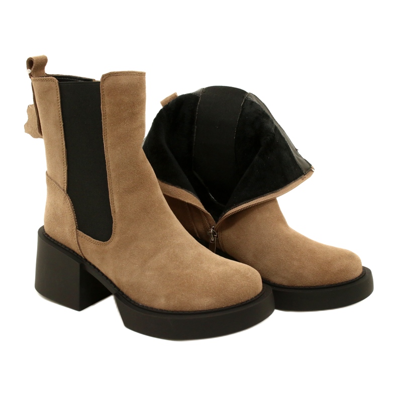 Filippo Bottines à talons hauts en cuir et daim beiges 4