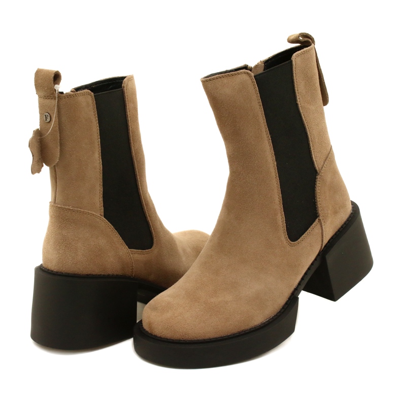 Filippo Bottines à talons hauts en cuir et daim beiges 3