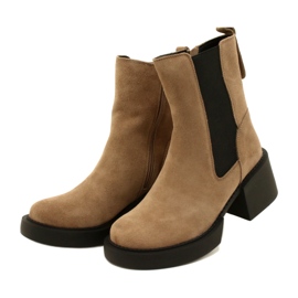 Filippo Bottines à talons hauts en cuir et daim beiges 2