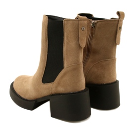 Filippo Bottines à talons hauts en cuir et daim beiges 5