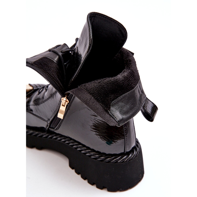 Bottines Worker Brevetées Pour Femme Avec Décoration Noir S.Barski MR870-67 1