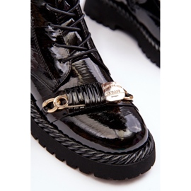 Bottines Worker Brevetées Pour Femme Avec Décoration Noir S.Barski MR870-67 le noir 4 Bottines Worker Brevetées Pour Femme Avec Décoration Noir S.Barski MR870-67 le noir 4