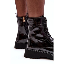 Bottines Worker Brevetées Pour Femme Avec Décoration Noir S.Barski MR870-67 2